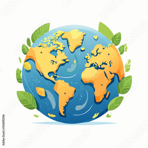  Bright and vibrant cartoon illustration of Planet Earth showcasing continents and oceans.