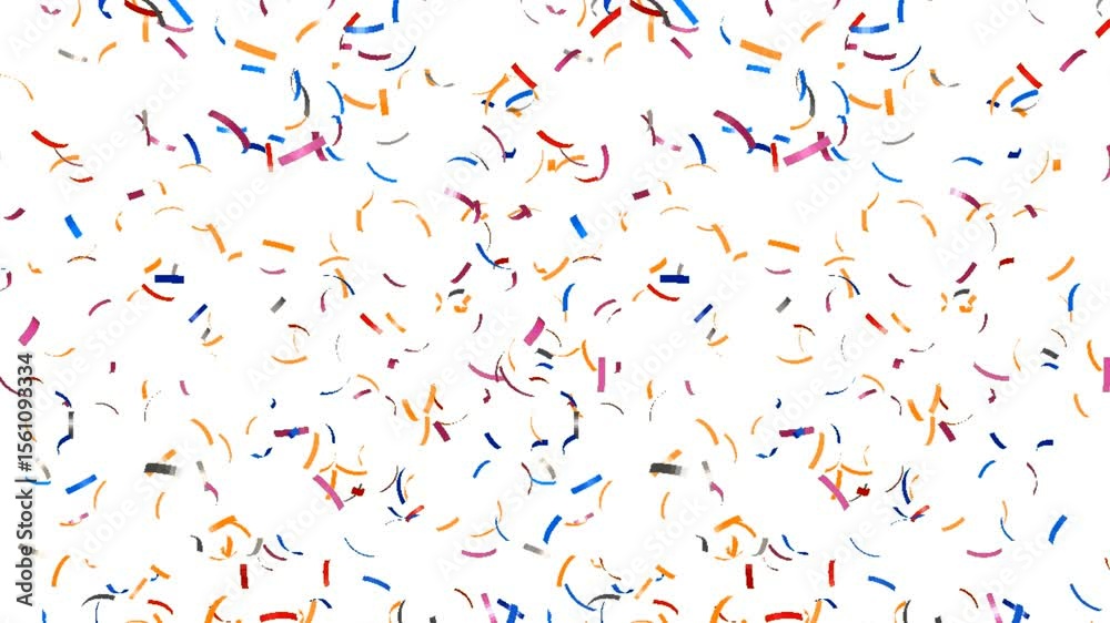 Colorful Christmas festive confetti that falls repeatedly, isolated on a yellow background.	