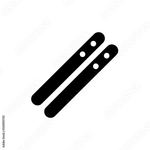 Minimalist black icon of two ski poles used in snow sports or alpine skiing activities.