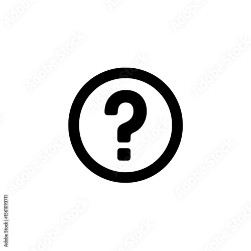 Minimalist black question mark inside a circle indicating help, support, or general inquiry icon.