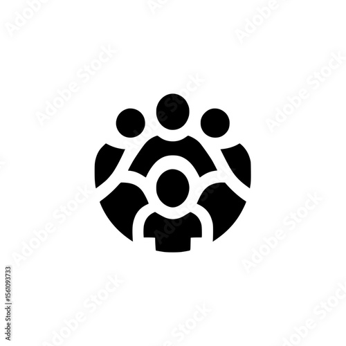 People in circular group icon representing teamwork, collaboration, and community engagement