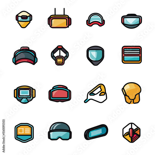 2D Flat icon Augmented Reality (AR) Development Icons isolated in White Background
