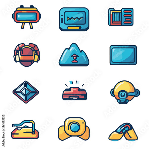 2D Flat icon Augmented Reality (AR) Development Icons isolated in White Background