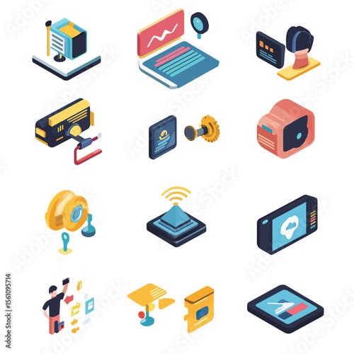 2D Flat icon Augmented Reality (AR) Development Icons isolated in White Background