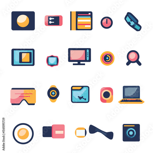 2D Flat icon Augmented Reality (AR) Development Icons isolated in White Background