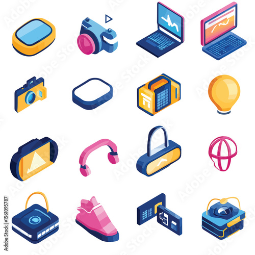 2D Flat icon Augmented Reality (AR) Development Icons isolated in White Background