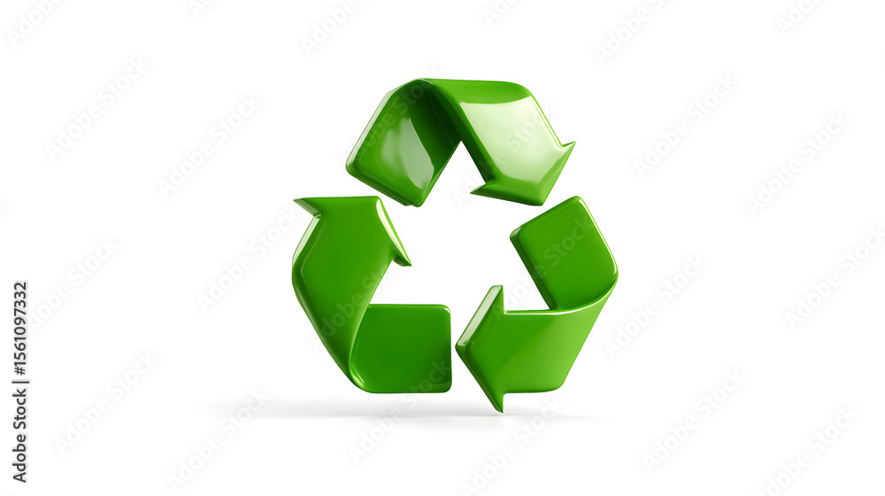 Recycling symbol 3D icon, green plastic minimal style, clean and centered, transparent white background, clipping path --ar 16:9 Recycling symbol 3D icon, green plastic minimal style, clean and centered, transparent white background, clipping path --ar 16:9