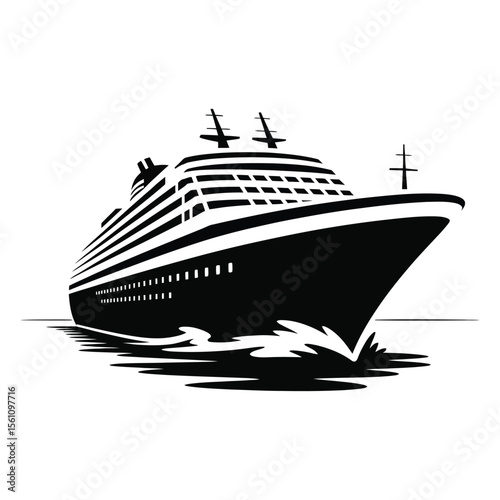 High quality black superyacht boat vector illustration

