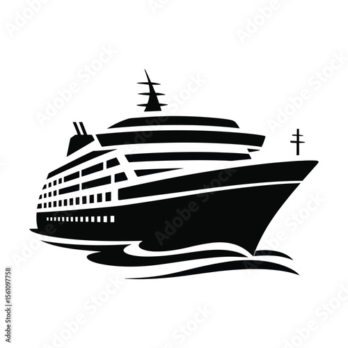 High quality black superyacht boat vector illustration

