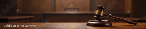 A dignified courtroom scene, featuring a judge's bench and gavel, symbolizing justice and the legal system The image evokes themes of law, order, and the administration of justice , legal, lawsuit