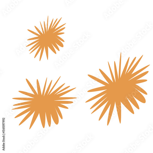 2D illustration of orange dried tropical leaves in radial form, ideal for botanical designs, seasonal decorations, or nature-themed projects.