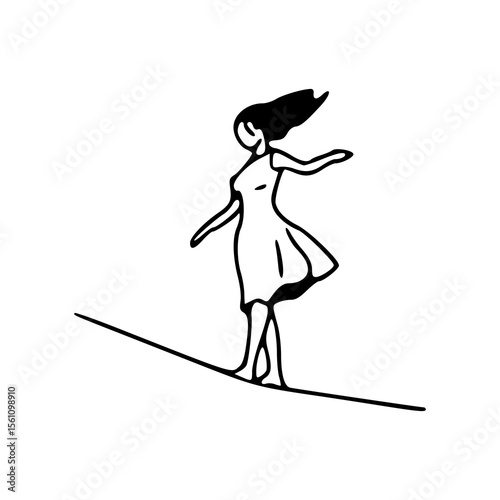 woman tightrope walker - balance and grace vector