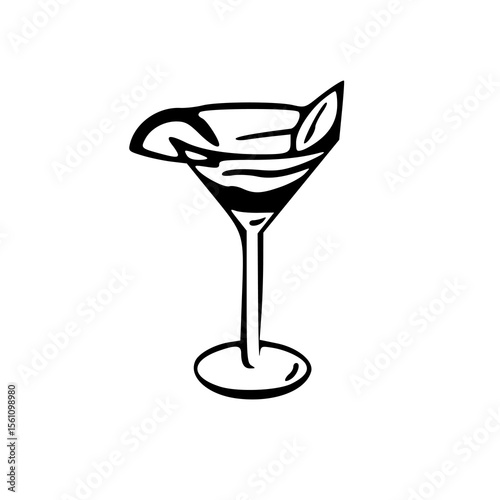 refreshing cocktail glass with fruit slices