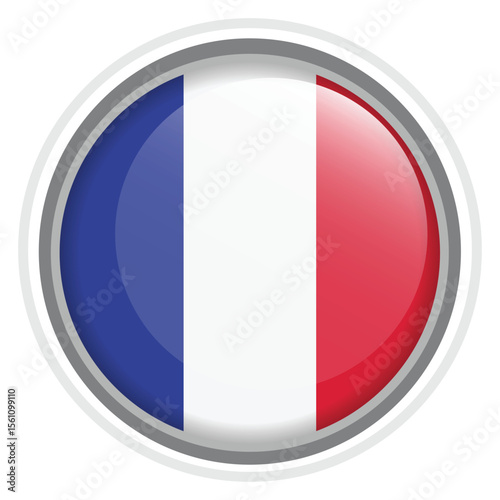 Free Download France Flag Button Icon Glossy Round National Emblem Vector Illustration - GFXLoad