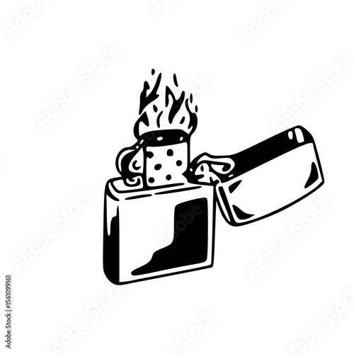 vintage lighter with fame clipart