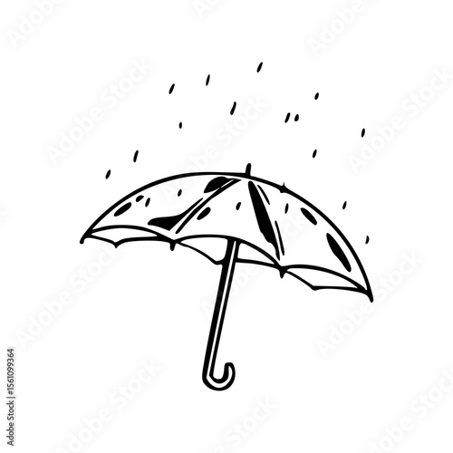 umbrella with raindrops vector illustration