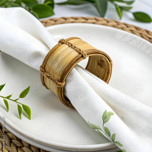 A bamboo napkin ring is a natural, eco-friendly accessory that elegantly holds napkins
