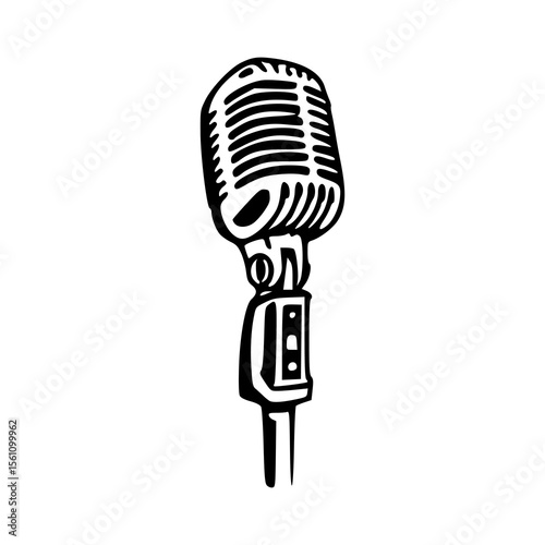 vintage microphone icon - retro audio equipment vector