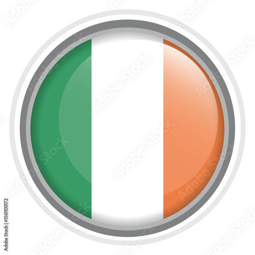 Free Download Ireland Flag Button Icon Glossy Round National Emblem Vector Illustration - GFXLoad