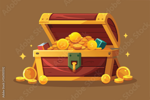Open Treasure Chest Gold Coins, Jewels, and Riches Await!