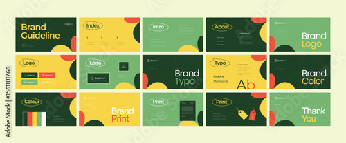 Brand identity design template. Creative brand guidelines layout. Logo and brand strategy guide. Brand manual presentation. Brand strategy design. Logo guideline book.