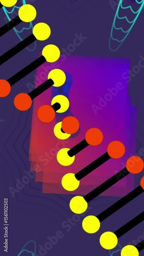 Animation of dna strand over shapes