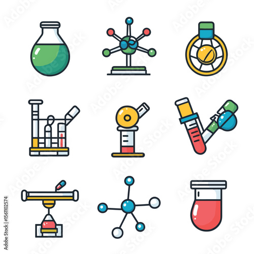 2D Flat icon Biotechnology & Research Icons isolated in White Background