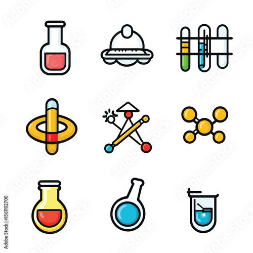 2D Flat icon Biotechnology & Research Icons isolated in White Background