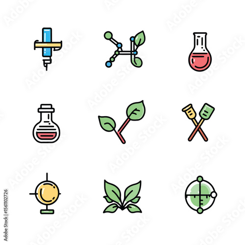 2D Flat icon Biotechnology & Research Icons isolated in White Background