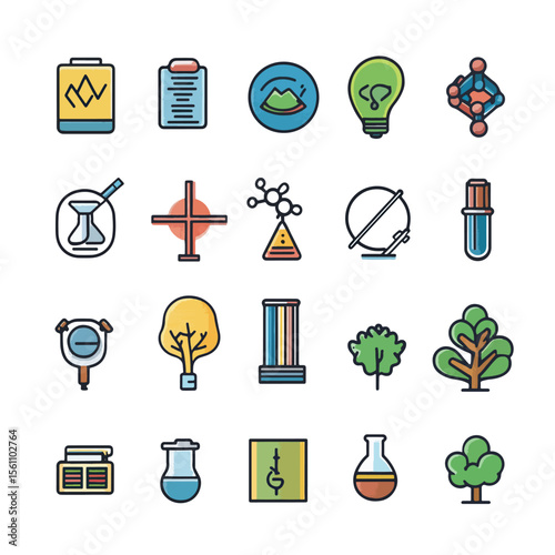 2D Flat icon Biotechnology & Research Icons isolated in White Background