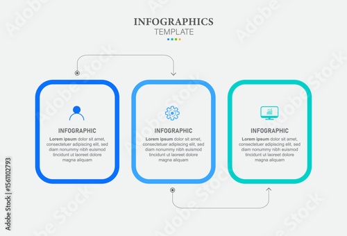Business process infographic template. Thin line design with numbers 3 options or steps. Vector illustration graphic design