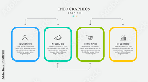 Business process infographic template. Thin line design with numbers 4 options or steps. Vector illustration graphic design