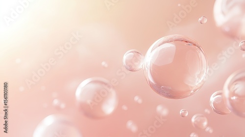 Soft, delicate bubbles in a pale pink background.