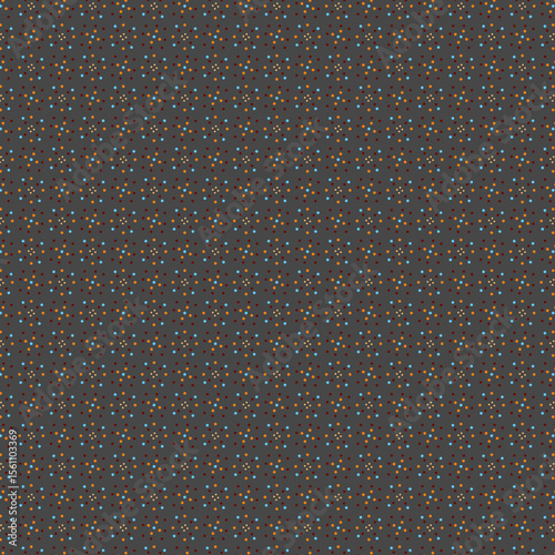 Simple country style Primitive geometric, polka dot fabric prints Small blue, orange, red polka dots on a gray background Minimalistic design