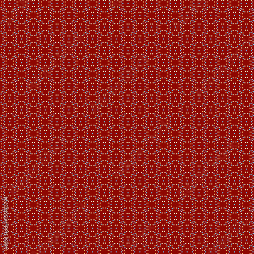 Country style geometric background Simple polka dot fabric prints Small blue, orange, yellow polka dots on a red background Minimalistic design