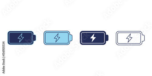 Vector art of battery charging icon set isolated on white background