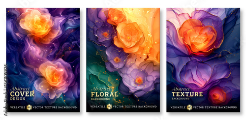 Elegant purple floral art business brochure template, Abstract flyer template, wedding invitation template, universal background, versatile vector background, creative brochure template, invitation