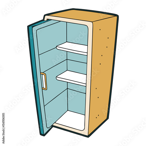 An empty, opened fridge with bare shelves and a clean interior, the door wide open, waiting to be filled, capturing a sense of emptiness and everyday simplicity. (178 characters)
