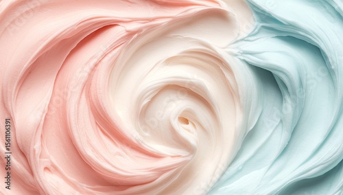 Swirling cream textures in pale pink and light blue