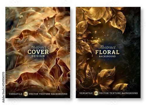 Luxury golden floral art business brochure template, Abstract flyer template, wedding invitation template, universal background, versatile vector background, creative brochure template, invitation