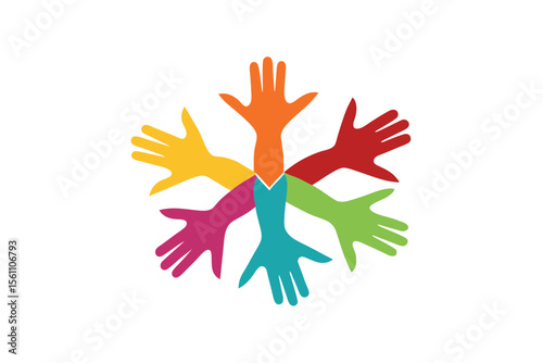 Community Helping Hands A Vector Illustration Emphasizing Unity and Support