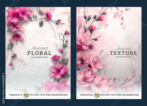 Pink floral art business brochure template, Abstract flyer template, wedding invitation template, universal background, versatile vector background, creative brochure template, invitation template