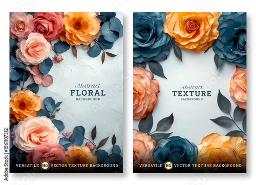 Rose floral art business brochure template, Abstract flyer template, wedding invitation template, universal background, versatile vector background, creative brochure template, invitation template