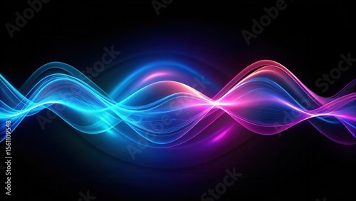 Wallpaper Mural Abstract Neon Waveforms Vibrant Hues of Blue and Pink Flowing Across a Dark Background Torontodigital.ca