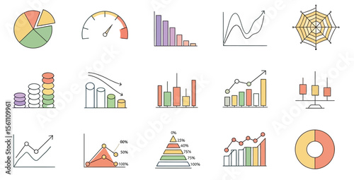 Various types of charts and graphs displayed on a white background
