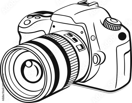 DSLR Camera Logo Line Illustration 