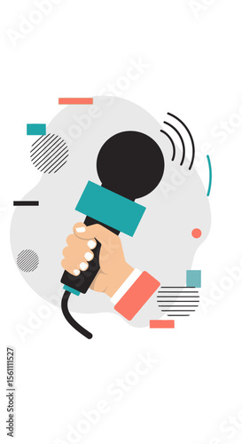 Flat Hand Holding Microphone for Interview or Podcast
