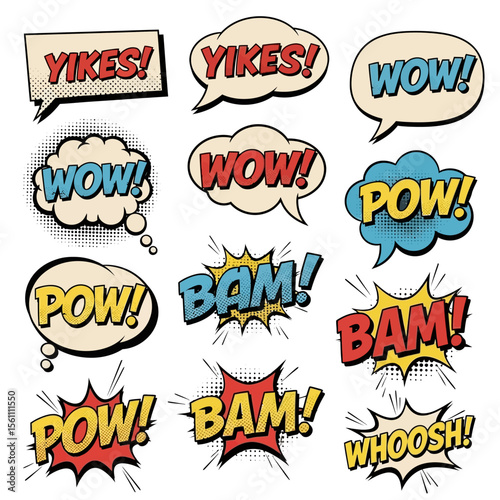 Retro Comic Book Speech Bubbles Set