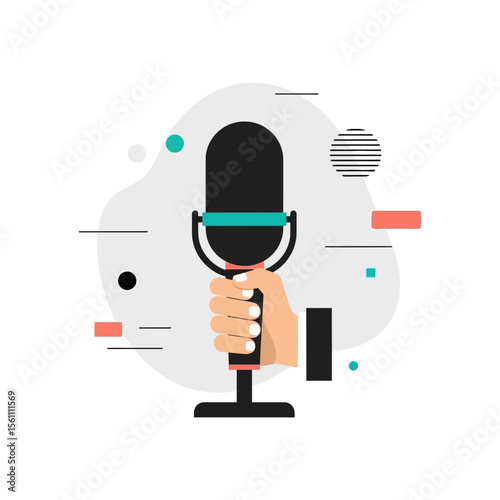 Hand Holding Modern Podcast Microphone