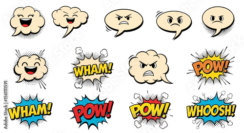 Comic Book Emoji Expression Speech Bubbles